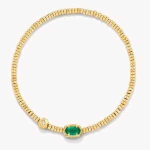 Kendra Scott Emilie Gold Stretch Bracelet Emerald Cat's Eye